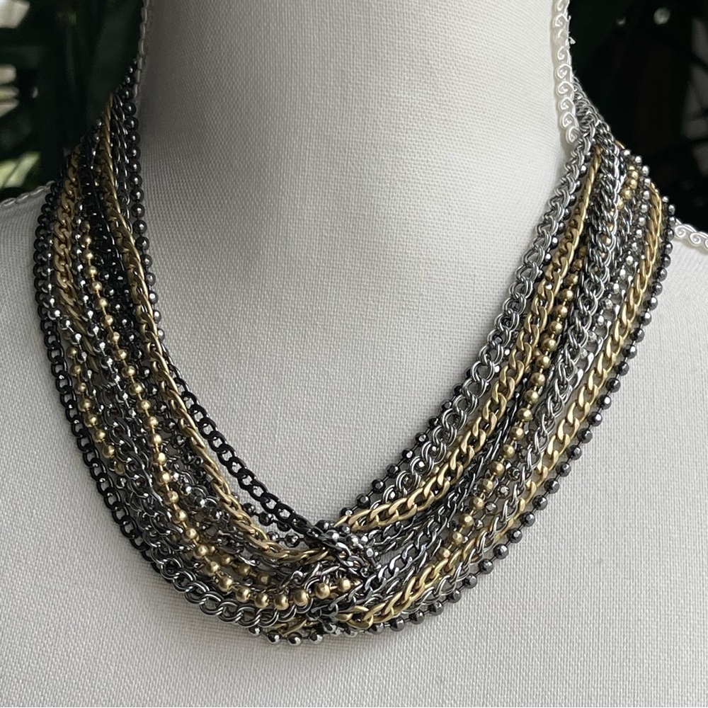 Lia Sophia | Retired Hypnotic Red Carpet Multi-Strand Metallic 16" + 3" Necklace